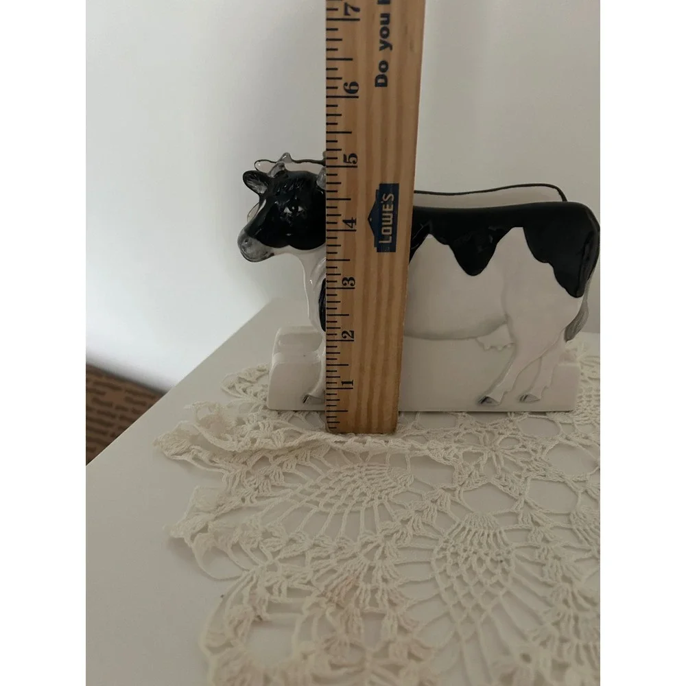 Vintage Otagiri Japan Ceramic Cow Napkin Holder Black White Farmhouse Decor